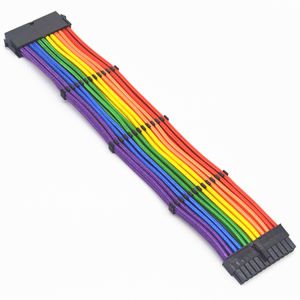 Bradided Sleeved Cable Extension PSU Power Supply Extension Cable Rainbow 24pin
