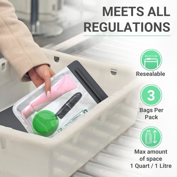 Buy cheap Quart Size Zipper Bags- Triple-sealed Seam Leakproof Clear Cosmetic Bag for Liquids & Makeup- Portable Travel Size from wholesalers