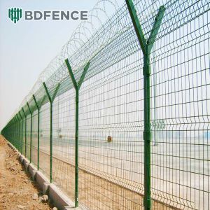 Buy cheap Carbon Steel Wire Mesh Airport Security Fence PVC Coated With Barbed Wire from wholesalers