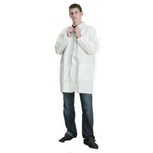 China Ppe Protective Clothing Disposable Lab Coat Anti Pollution Eco Friendly on sale