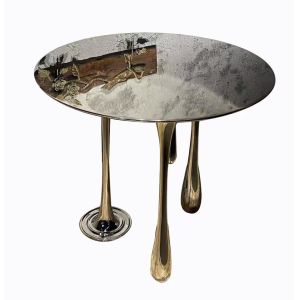 Buy cheap Upholstery Stainless Steel Lobby Golden Coffee Table Anti Rust from wholesalers