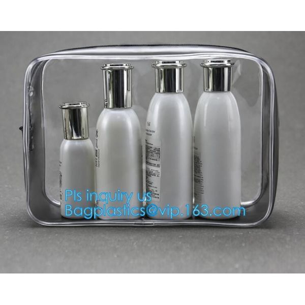 Custom personalized travel waterproof transparent clear pvc zipper toiletry bag,
