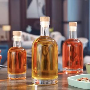 750ml Cylindrical Vodka Glass Wine Bottle With Cork Custom Size Accepted for