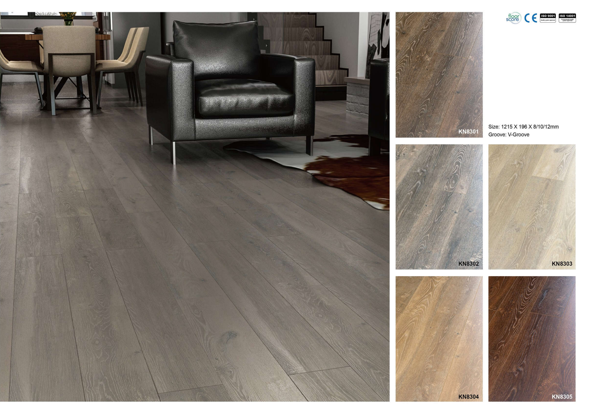 Buy cheap Waterproof Laminated Hdf Engineered Wood Flooring Grey 8mm from wholesalers
