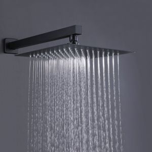 Buy cheap Matte Black Luxury Rain Bathroom Shower Faucets Mixer Set from wholesalers