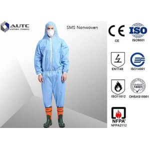 Buy cheap XL Blue PE Laminated Fabric With SMS Non-Woven Chemical Resistant Coveralls from wholesalers