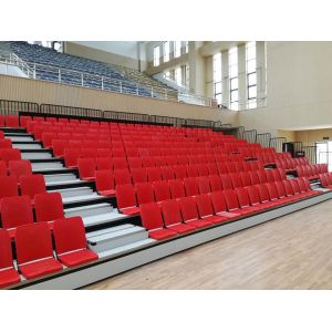 China Red Foldable Q235 Steel Retractable Seating System / Telescoping Bleachers on sale