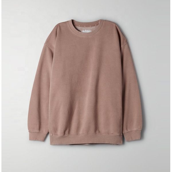 Dropped Shoulder Blank Oversized Sweatshirts Embossed Casual Womens Pullover Sweatshirt