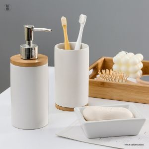 Embossed Ceramic Bathroom Accessories Set Luxury Golden Custom Design