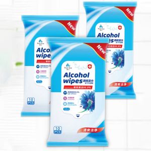 China 10 Pcs Alcohol Disinfectant Wipes Antibacterial Cleaning Wipes For Coronavirus Protection on sale