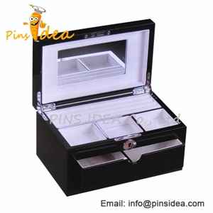 Quality Luxury Black Jewelry Box, with Hidden Mirror, Sliding Drawer, Custom Design Accepted for sale