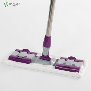 Lint Free Reusable Cleanroom Flat Cleaning Mop With Replaceable Microfiber Cloth