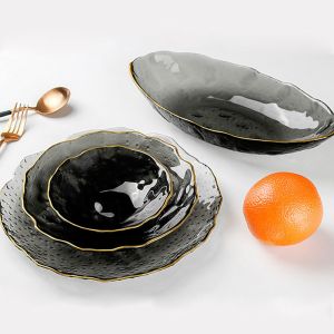Buy cheap FDA Thick 4mm Irregular Shaped Glass Tableware Set from wholesalers