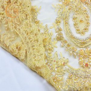 Buy cheap Bridal Decoration Beading Lace Trim Heavy Handmade Colorful Embroidery from wholesalers