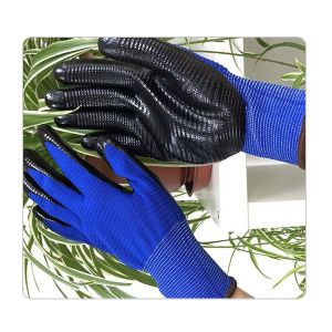 Buy cheap Seamless Blue Polyester Knit Black Nitrile Gloves from wholesalers