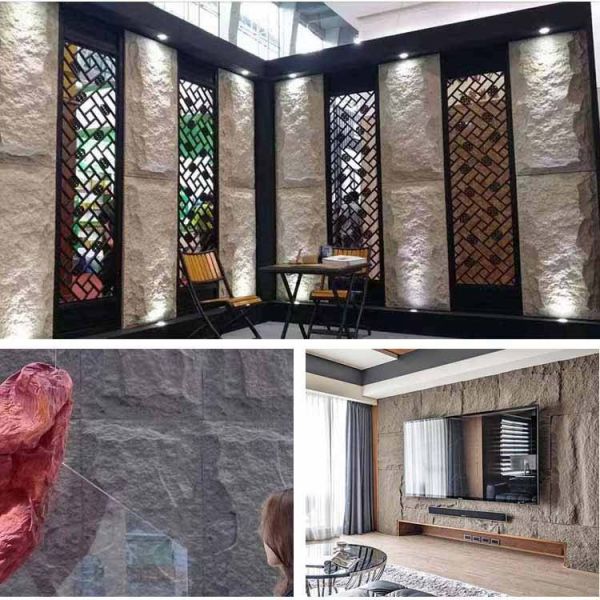 Home Decoration PU Cultural Stone Panel Dark Grey Simulation Polyurethane 120 * 60cm