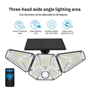 Solar light|LED waterproof three-head multi-angle lighting|1.5w monocrystalline