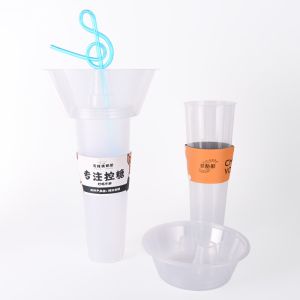 Buy cheap 2 In 1 90mm Diameter PP Plastic Cups With Snack Tray OEM ODM Service 5000pcs from wholesalers