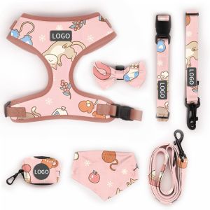 Buy cheap Polyester Leopard Print Pet Harness Sets Logo Adjustable Collar Leash Mesh Dog Harness from wholesalers