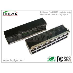 Buy cheap 2X8 Stacked RJ45 Jack With 100Base transformer and light-pipe LEDs. from wholesalers