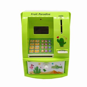 Buy cheap pink  or blue or green colorful abs material digital counting coins and paper money ATM piggy bank safes for kids from wholesalers