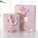 Buy cheap Gold Stamping Party Balloon Gift Bags With Handle Pink Printed Logo from wholesalers