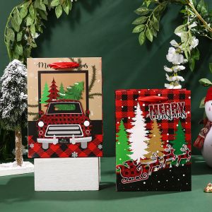 Buy cheap Red Lattice Santa Claus Gift Packaging ECO Friendly Paper Bag 33*9*7cm from wholesalers