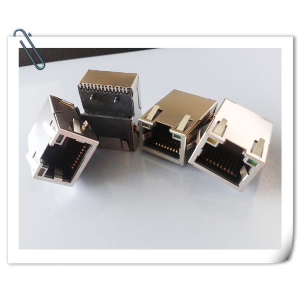 Buy cheap 1x1 Gigabit sinking plate type RJ45 connector, 1000base transformer integrated jack from wholesalers