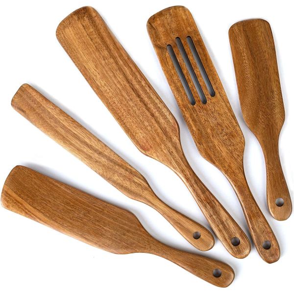 Quality Customized Kitchenaid Wooden Spatula Salad Mixing Long Handled Teak Wood Cutlery for sale