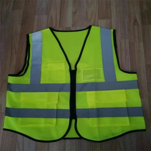 EN20471 Hi Vis Vest With Pockets For Construction Polyester Mesh