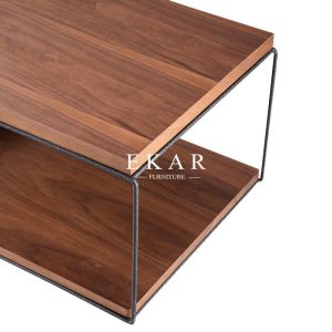 Stainless Steel Frame Wooden Rectangle Modern Coffee Table