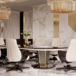 Buy cheap Italian Luxurious Mesa Dining Table Marble Tabletop With Stainless Wire from wholesalers