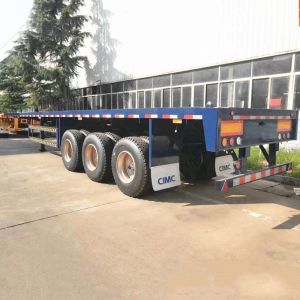 China Tri Axle 50mm Kingpin 60T Payload Flatbed Semi Trailer on sale