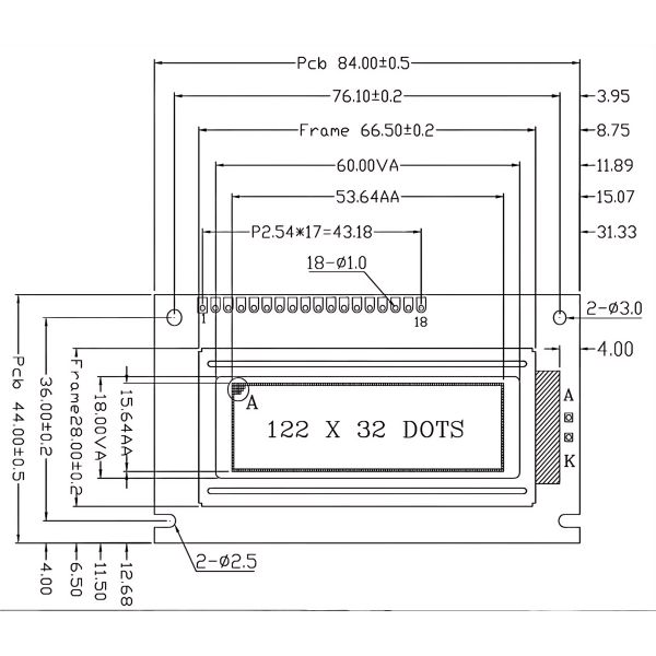 5V High Contrast Ratio LCD Display Rugged Mechanical Graphic LCD Screen