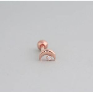 Buy cheap 925 Sterling Silver Tiny CZ Moon Piercing Stud Earring with Ball Screw Back Closure from wholesalers