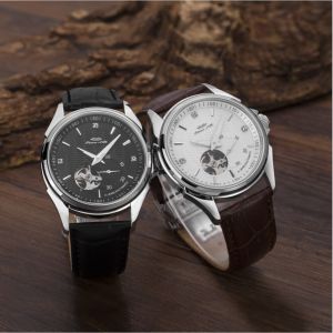 Manual Movement Waterproof Mechanical Watch Chronograph Black And White Dial