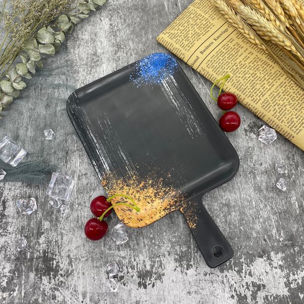 Buy cheap 9.5 Inch Retangular black melamine plates With Unbreakable Handle from wholesalers