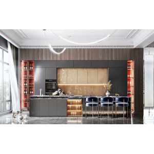 Buy cheap Free Customization Modern Sintered Stone Island Table Modular Kitchen Cabinets from wholesalers