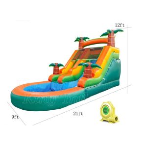 Kids Outdoor Yard Water Slides Tropical Jungles Inflatable Water Slide With Pool