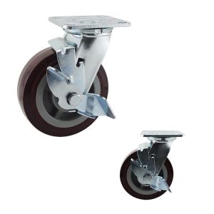 Buy cheap Red PU Wheel Swivel Single Brake 6 Inch Heavy Duty Casters from wholesalers