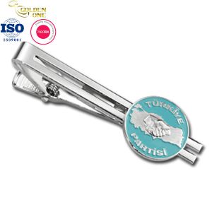 Buy cheap Engraved Clip Tie Bar With Chain Custom Silver Nickel Cufflinks from wholesalers