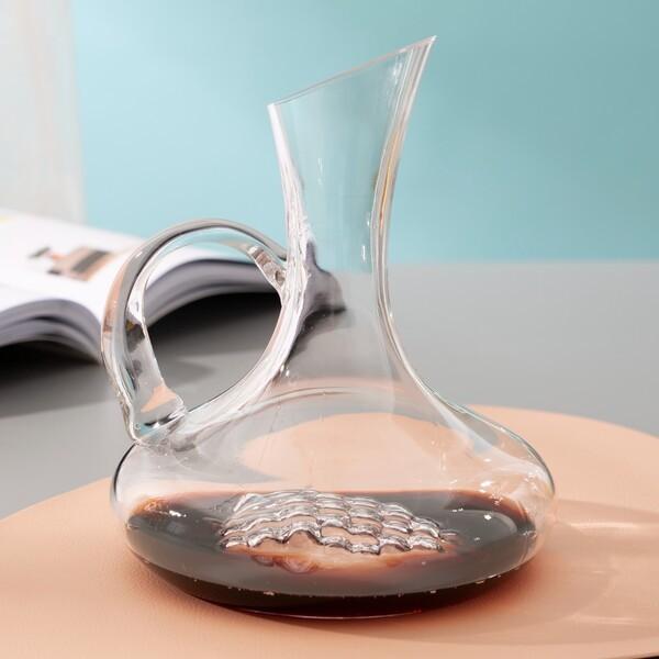 Buy cheap 46oz Crystal Wine Decanter With Handle 1300ml Unique Wine Carafe Lead Free from wholesalers
