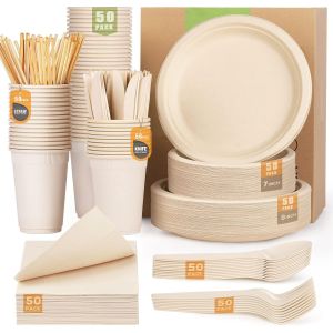 Buy cheap 100% biodegradable Paper Tableware Sugarcane Bagasse Disposable Plates Sets Dinnerware from wholesalers