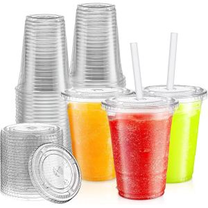 Buy cheap Disposable Plastic PET Cups with Lids Smoothie Milk Shake Cups Clear Disposable PET Plastic Cup for Boba Milk Tea from wholesalers