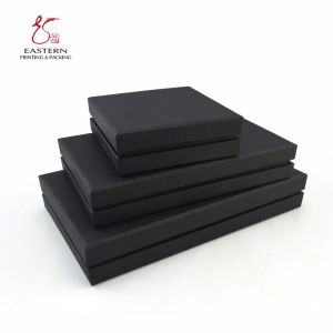 CMYK Custom Printed Black Paperboard Packaging Box with Lid