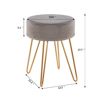 Buy cheap Elegant Lifestyle Velvet Footrest Stool Round Side Table 275 Pounds Simplicity from wholesalers