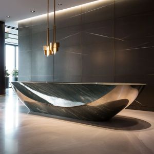 Buy cheap Luxury Hotel Reception Front Desk With Marbling And Metal Custom from wholesalers