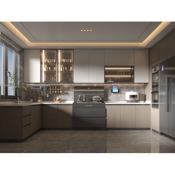 Kitchen cabinet installation in modern home