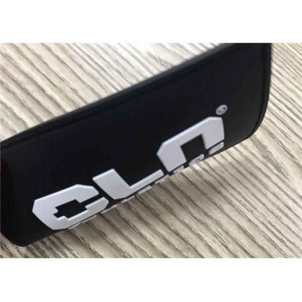 Quality Embossed White Character With Black Background Soft PVC Patches With Sewing Line for sale