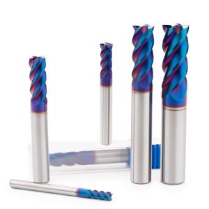 YINGBA Custom Cutting Tool Blue Nano Coating 4 Flutes Hrc65 Carbide Flat End